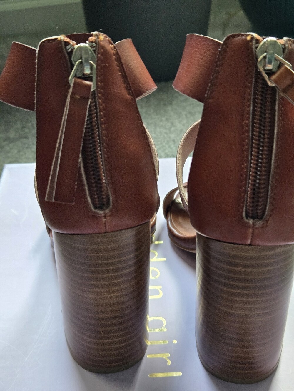 Madden Girl Chestnut Brown Ankle-Strap Block Heel Sandals - Picture 5 of 7